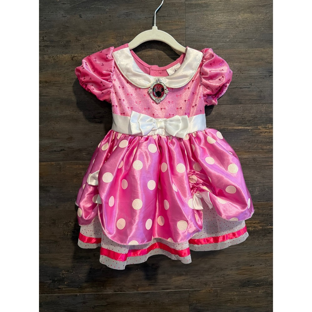 Disney Minnie Mouse Pink Polka Dot Costume Dress Bodysuit 12-18M - Picture 1 of 7
